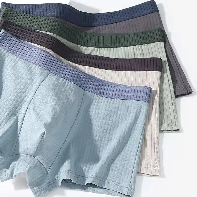 1/4 pçs roupa interior masculina de algodão puro quatro cantos shorts todo algodão antibacteriano virilha adolescente menino roupa interior ângulo plano