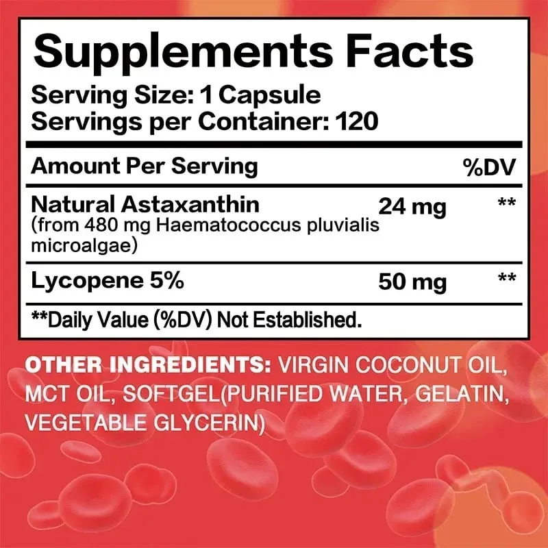 Astaxanthin + Lycopene Capsules - Antioxidant Supports Heart Vision and Prostate Health Improves Immunity — image 2