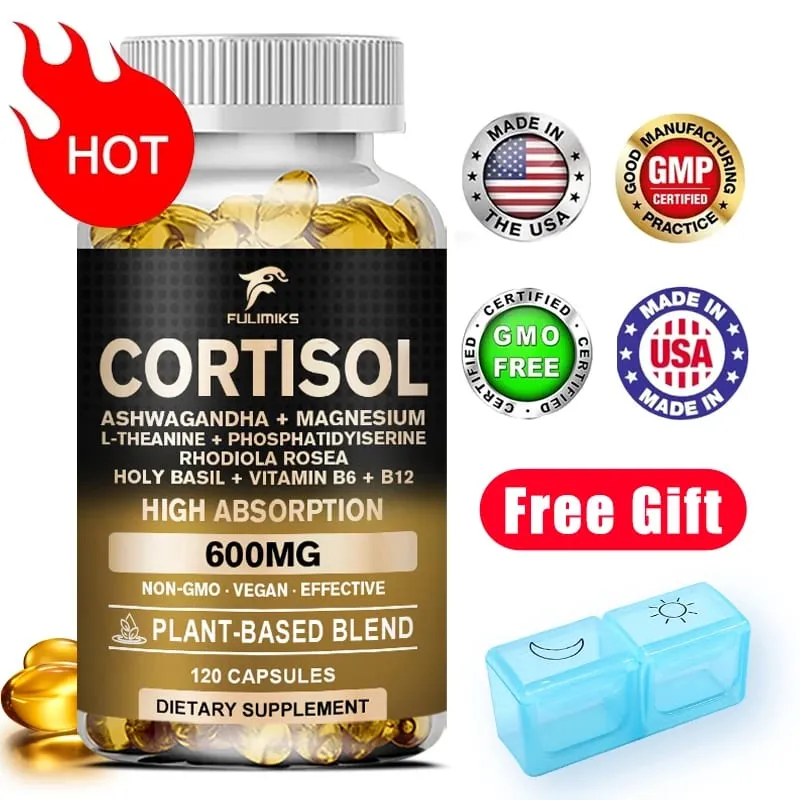 Cortisol Supplement Helig Basilika | Ashwagandha | Rhodiola | L-Theanine Växtbaserad hormonbalans - humörfokus & sömnstöd