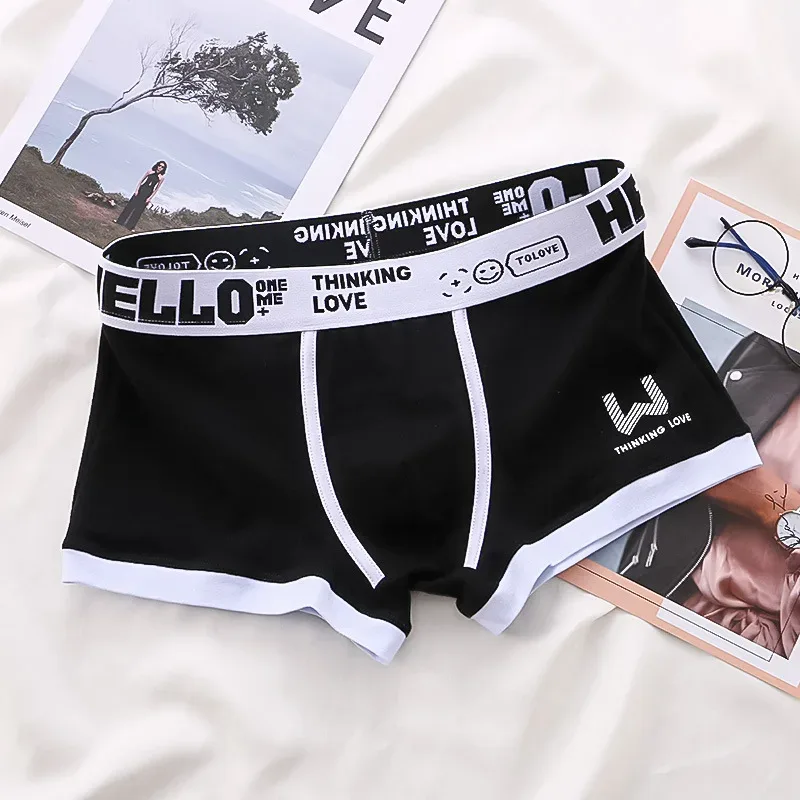1Pcs Men Cotton Boxer Shorts Panties Underwear3 Kulay L XL 2XL 3XL Soft Letter Belt Breathable Soft Fashion Sports