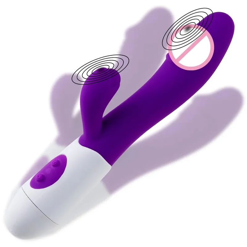 Silicone G-Spot Rabbit Vibrator Dual Vibration Clitoral Massager 10 Speeds Rechargeable Waterproof Pleasure Sex Toy for Women