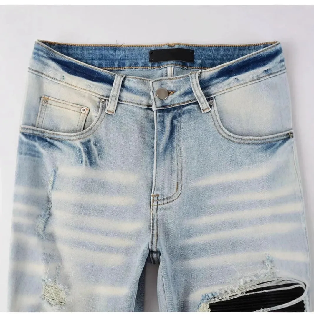 American Street Hip-hop Trend Ripped Hole High Street Small Foot Slim fit Tight Fitting Men's Jeans — image 5