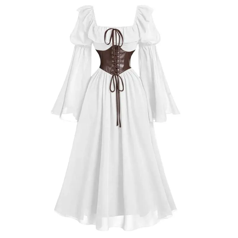 Medieval European and American Halloween New Women's Palace Vintage Dress Horn Sleeve Waist Square Neck Bat Sleeve Long Dress — image 9