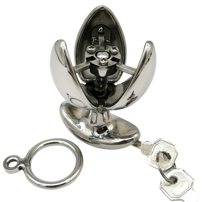 Stainless Steel Anal Lock Anal Vaginal Dilator Openable Anal Plugs Heavy Anus Beads Lock Sex Toys Adult Game 096