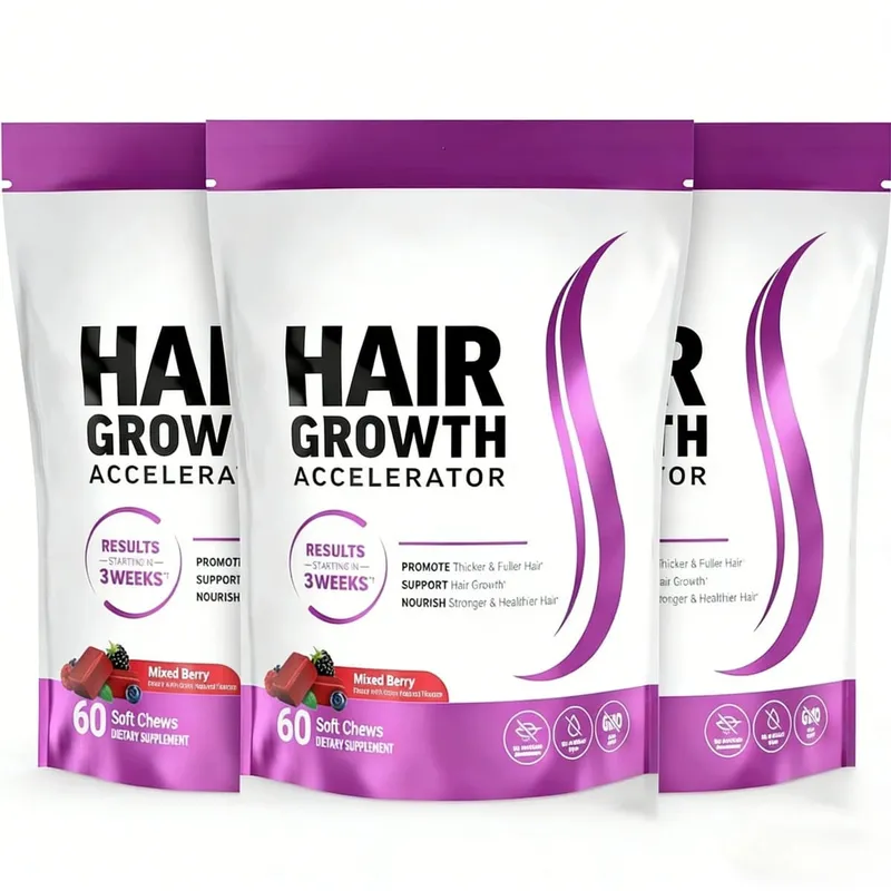 Biotin Hair Growth Soft Chews Supplement Support Fuller Thicker Hair Vitamin C & E for Healthy Hair Nourishment 60 Gummy — image 8