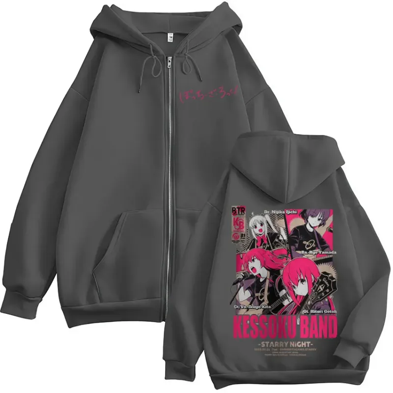 Anime Bocchi The Rock Zipper Hoodies Hitori Gotoh Yamada Ryo Kita Ikuyo Ijichi Nijika Zip Up Sweatshirts Men Women Pullover Coat — image 3