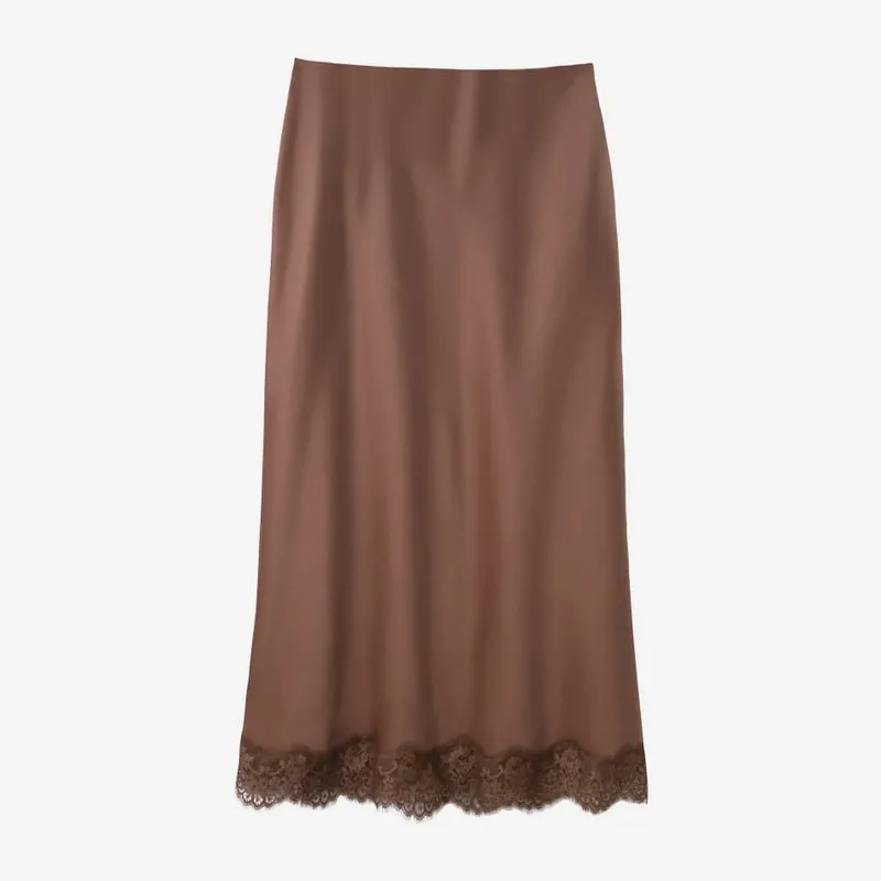 AS SS26 Lace slip satin dress + lace satin skirt +knitting vest + knitting cardigan collection woman dressy outfit — image 17