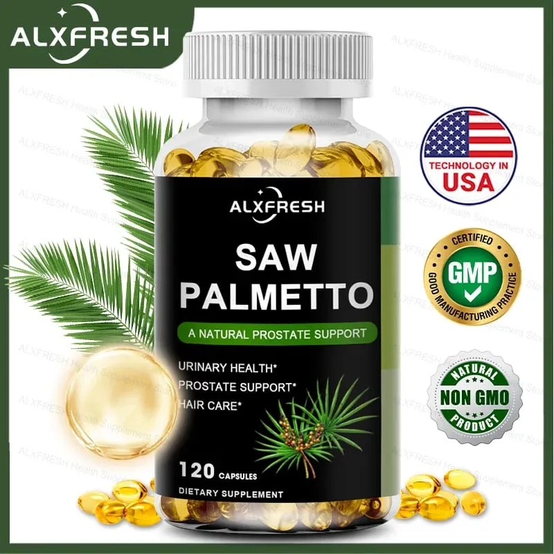 Saw Palmetto Capsules High Potency for Prostate Urinary Tract Bladder Hair Health Supplement
