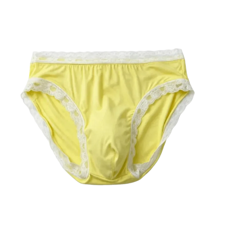 Breathable Ice Silk Men's Underwear Lingerie Low Waist Men's Lace Trim Briefs Panties U-Convex Pouch Brief Youth — image 23
