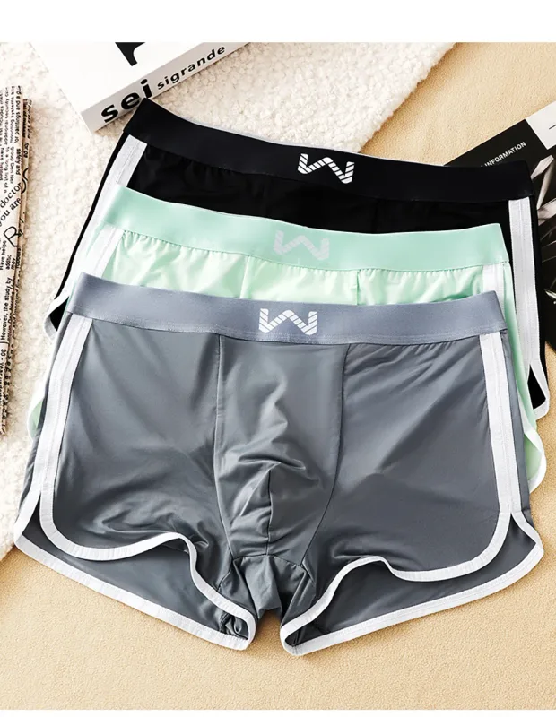3 unidades/pacote de seda gelo respirável malha antibacteriana cuecas masculinas grande espaço bolsa calcinha alta cintura elástica boxer homme — image 14
