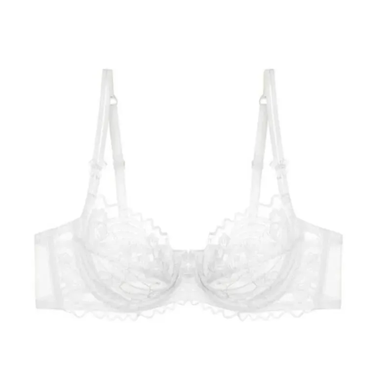 Chic French Ultra-thin Lace Lingerie Set Large Breasts See-through Underwire Bra small Bust Lift Elegant Soft Feminine Set S-xl — image 8