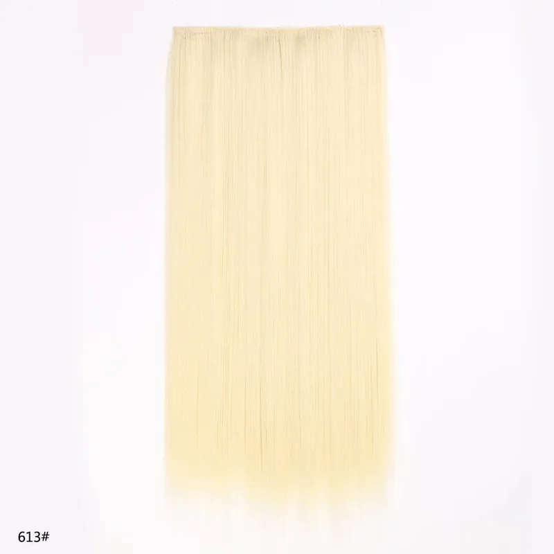 Hairpiece 5-Clips One Piece Clip-In Hair Extension Long Straight Hair Voluminous Natural Soft Synthetic Hair for Women Daily Use