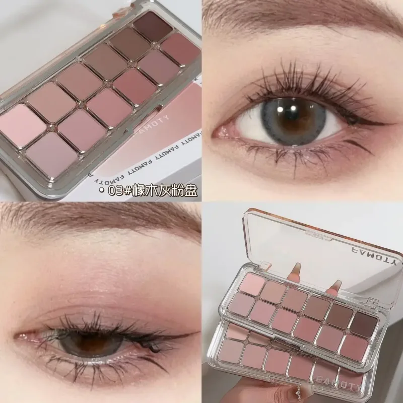 Palette de fards à paupières 12 couleurs à faible Saturation, tout mat, thé abricot, maquillage pour les yeux, maquillage quotidien de la terre, ombres à paupières longue durée — image 8