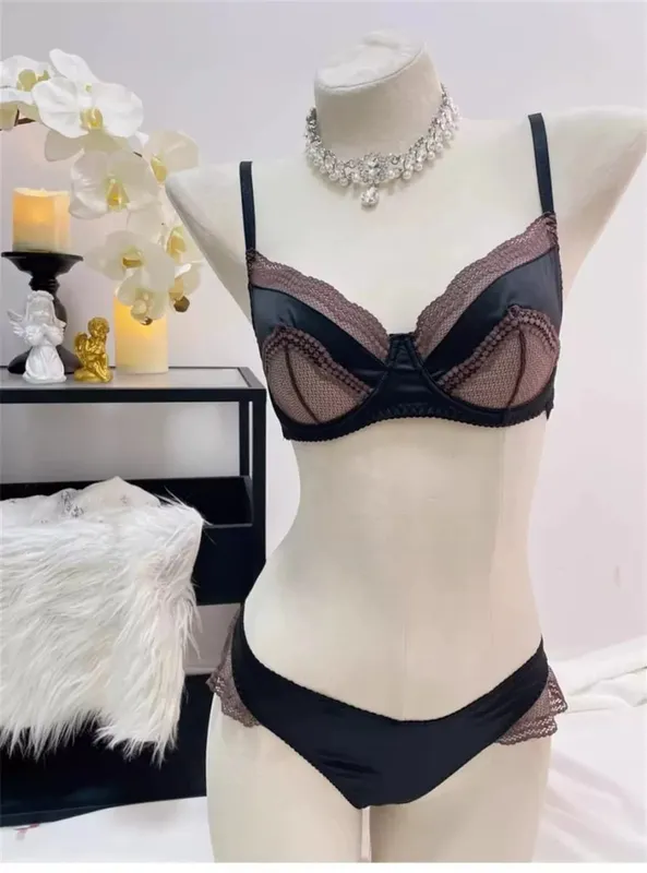 Women French Satin Lace Bra 32-38 Ultra Thin Minimizer Underwire Bra Side Support Anti Sag Lingerie Gather Chest Daily Underwear — image 10