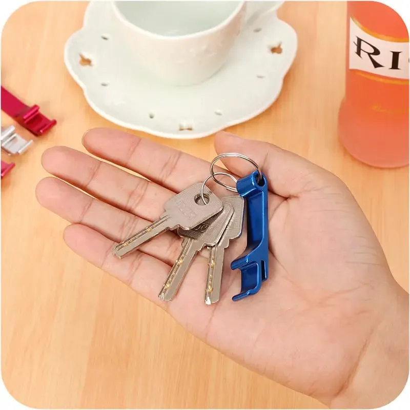 1PC Beer bottle opener multifunctional key chain portable solid color bottle opener aluminum bottle opener — image 4