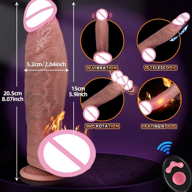 Realistic Dildo Vibrator Telescopic Heating Penis Remote Control Cock Thrusting Big Dick Masturbation for Women Adult Sex Toys