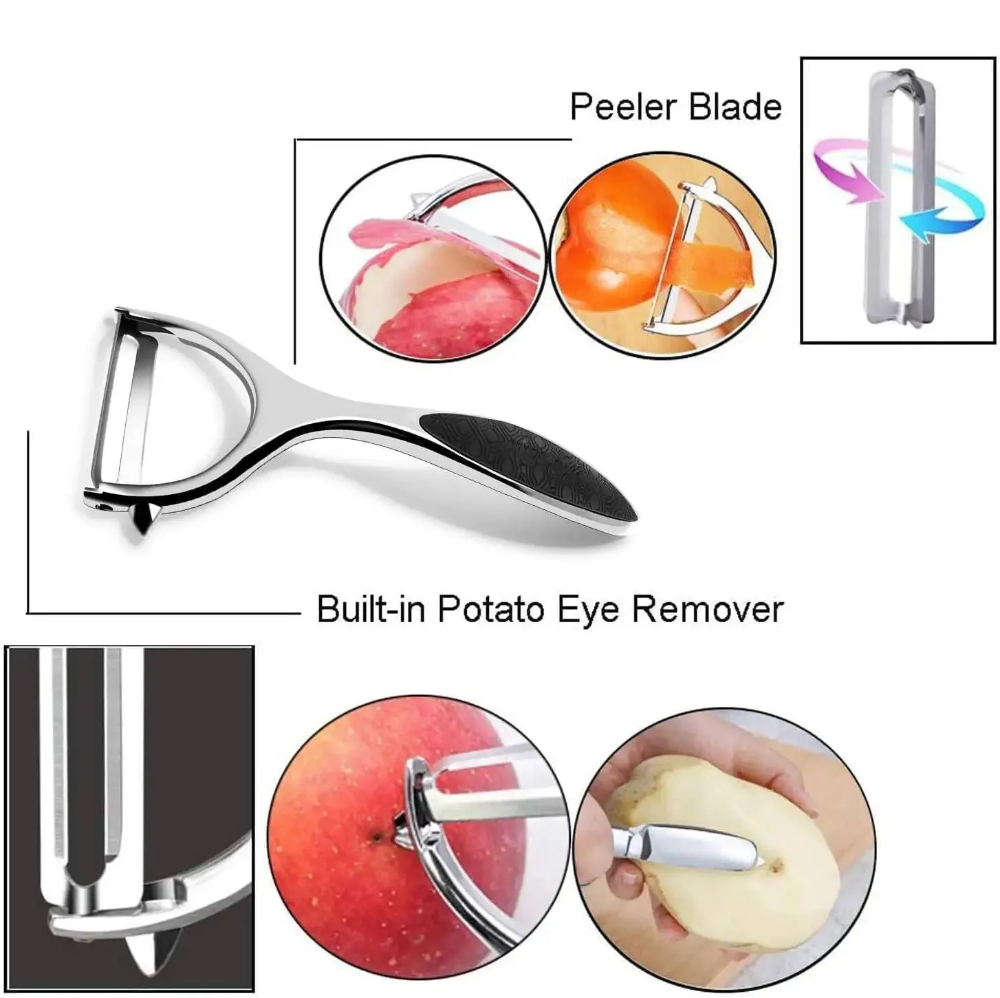 Y Shaped Vegetable Peeler Potato Peeler Rotatable Kitchen Tool for Apple Carrot Cucumber Potato Fruit Vegetable Food Preparation — image 3