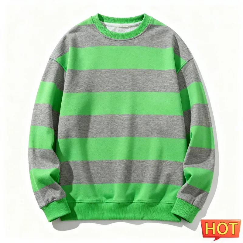 Moletons gráficos listrados retrô para homens, simples, casuais, manga comprida, estampa 3D, feio, solto, respirável, pulôveres com gola redonda — image 2