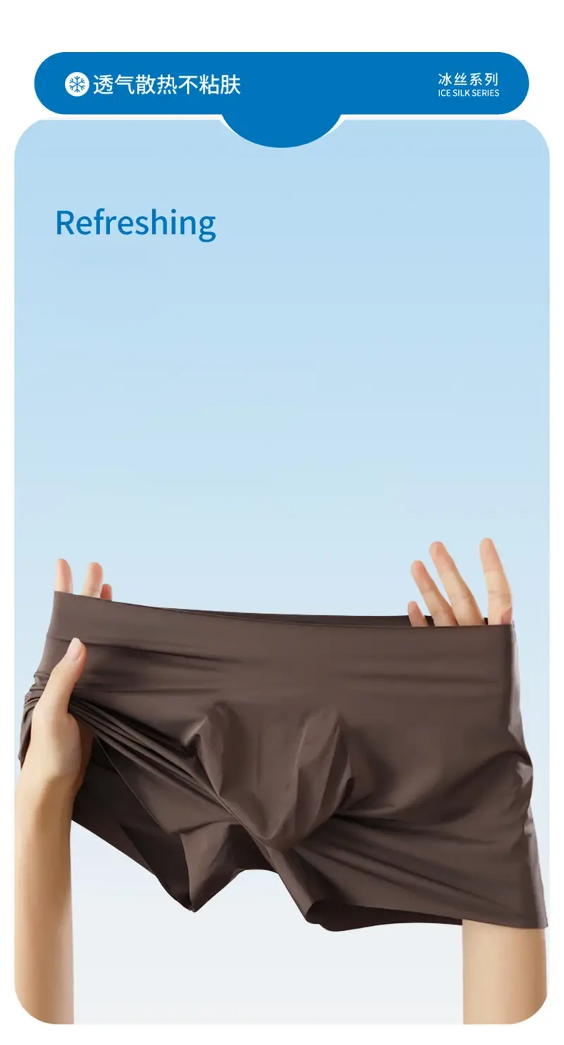 3D Pouch Quick Dry Men Panties Ice Silk Boxers Seamless Sexy Underwear Homme Man Ultra-manipis Breathable Boxer Shorts Underpants — image 3