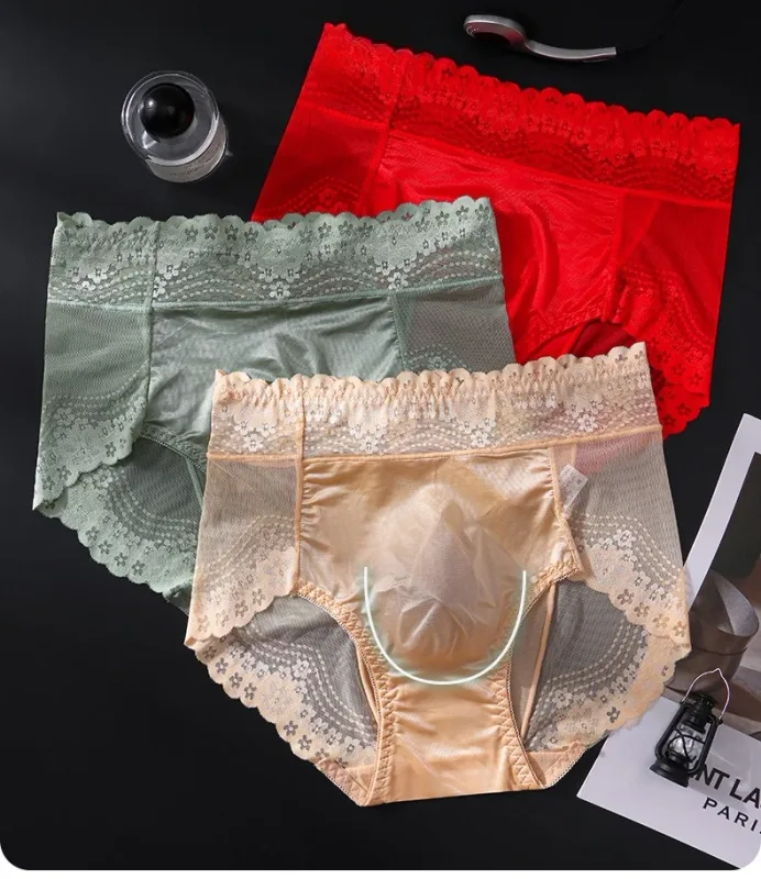 Flower Lace Mesh Hollow Out Sexy Men's Underwear Ice Silk Breathable Seamless Manipis na Triangle na Pantalon Malambot Traceless Panlalaki Briefs — image 8