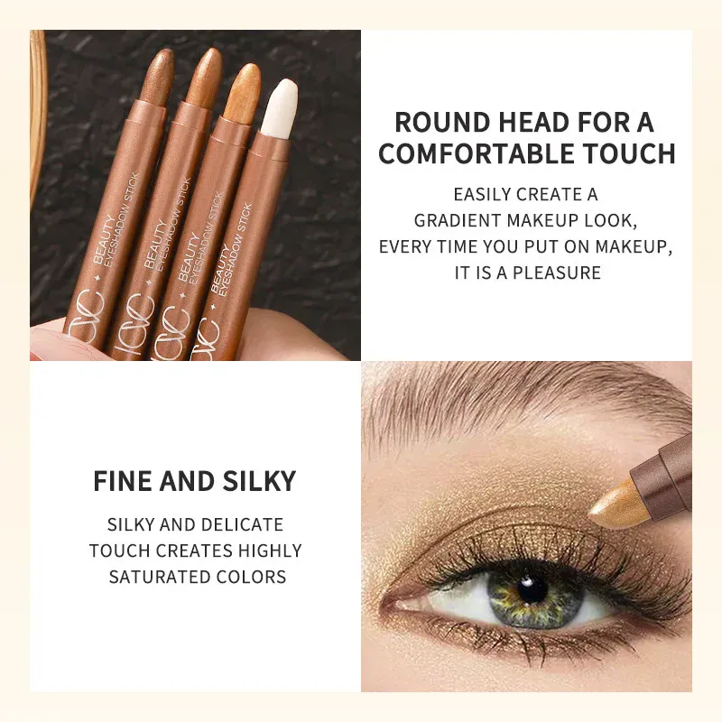 Double Head Waterproof Eyeshadow Sticks Long Lasting High Pigmented Shimmer Glitter Neutral Brown Eyeshadow Pencil Crayon Makeup