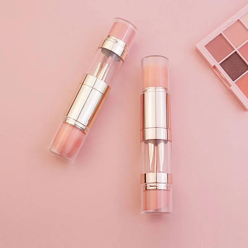 Pincéis de maquiagem retráteis portáteis 5 em 1, para base, sobrancelha, lábios, sombra, pó solto, conjunto de cosméticos, ferramentas de pincel de maquiagem — image 3