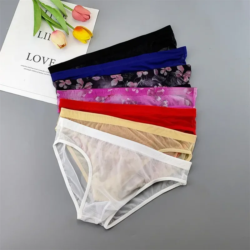 Plus Size Transparent Underwear See Through Sexy Briefs for Men with Pouch Nylon Hombre Slips Breathable Male Panties XL-4XL — image 8