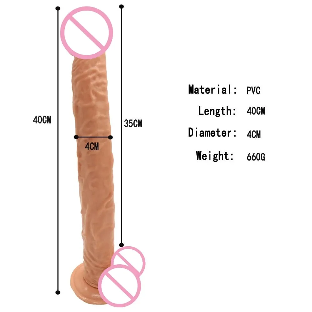 40cm realista longo vibrador pênis grande enorme vibradores masturbação vaginal g ponto estimulação anal butt plug para mulheres brinquedos sexuais 18 + — image 5