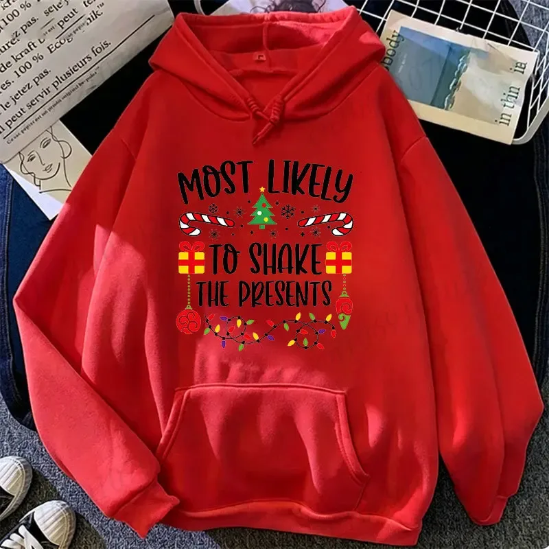 Mest sannolikt till jul Familj Luvtröjor Rolig Slogan Grupp Tröjor Xmas Pepparkakor Man Tryck Huva Luvtröja Holiday Party Topp — image 3