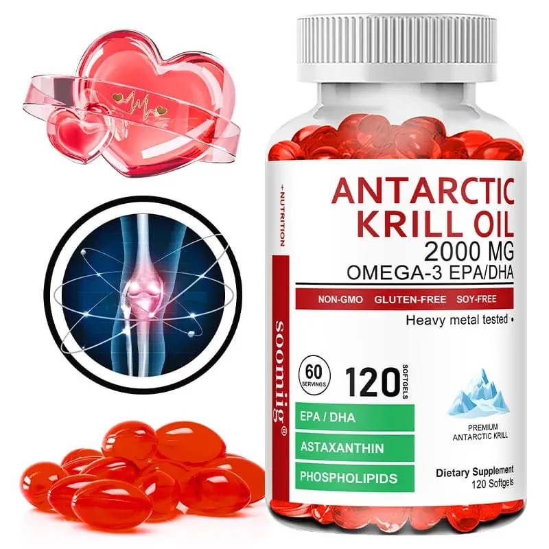 Antarctic Krill Oil 2000 Mg Capsules | 3X Strength Natural Source of Omega-3 EPA DHA with Astaxanthin Phospholipids Supplement — image 1