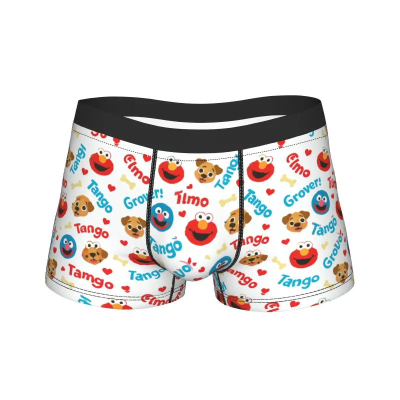S-Sesames Streets Tango Elmo & Grover Cueca masculina Shorts Cuecas Boxershorts engraçados Qualidade Aduaneira Calcinhas Oversize — image 23