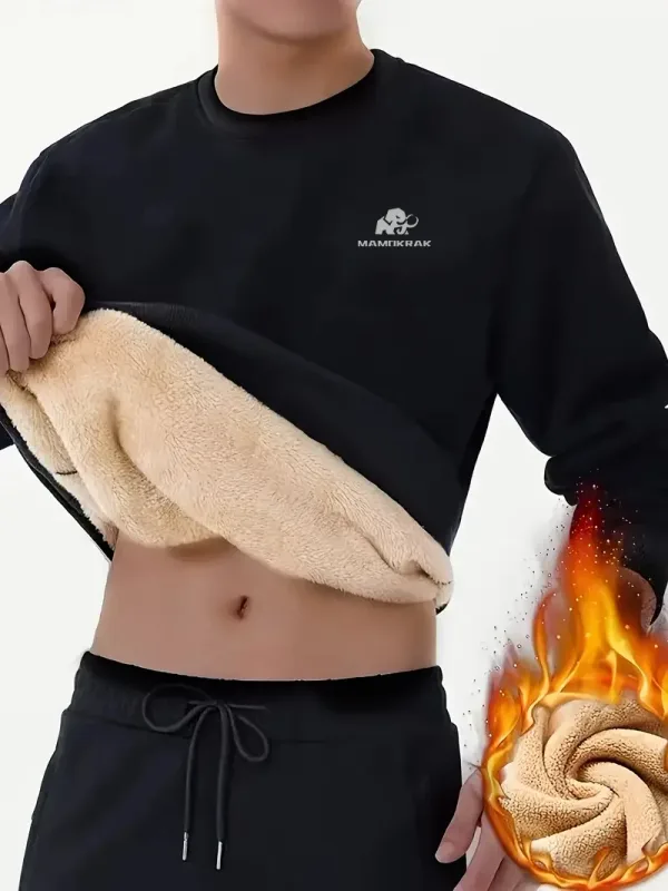 Mamokrak Herr Ny Fleece Hoody Casual Hemma Social Varm Lös Stor Storlek Trend Enfärgad Sport Bekväm topp — image 2