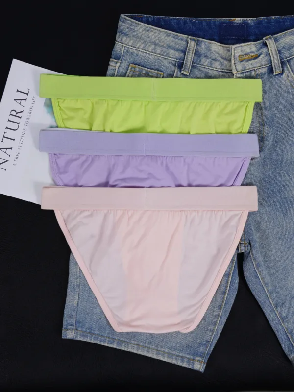 1PCS Men's Modal Ultra-Thin Barely-There Briefs U Convex Pouch Bright Solid Color Elastic Waistband Breathable Daily Underwear — image 5