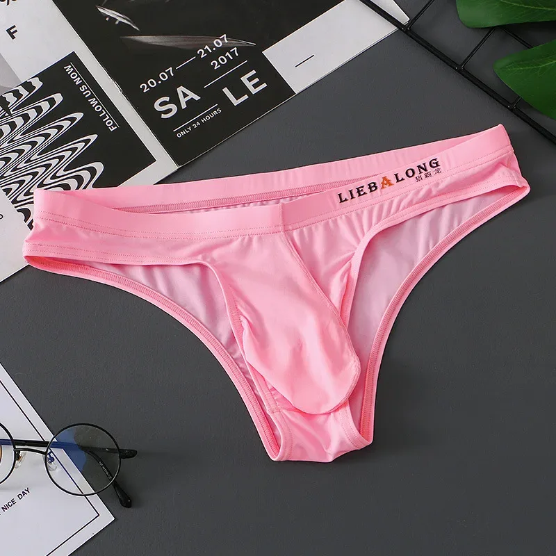 Cuecas masculinas biquíni sexy roupa interior masculina de seda gelo pênis bolsa cuecas calzoncillos hombre deslizamento gay lingerie sólida — image 14