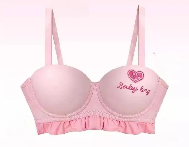 Lolita Inspired Lingerie Set for Small Chest Wireless Push Up Bralette to Enhance Curves Sweet Barbie Style Bra & Tushy Panty — image 10