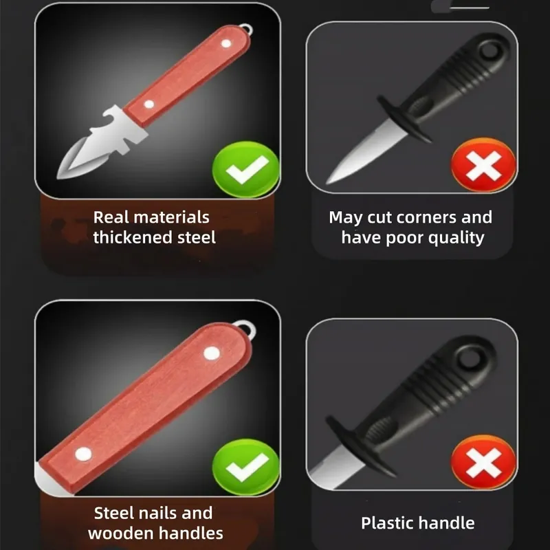 Oyster Knife Sharp-edged Shucker Shell Seafood Opener Tool Stainless Steel Clam Opener for Oyster Clam Toadfish Crab Shells — image 5