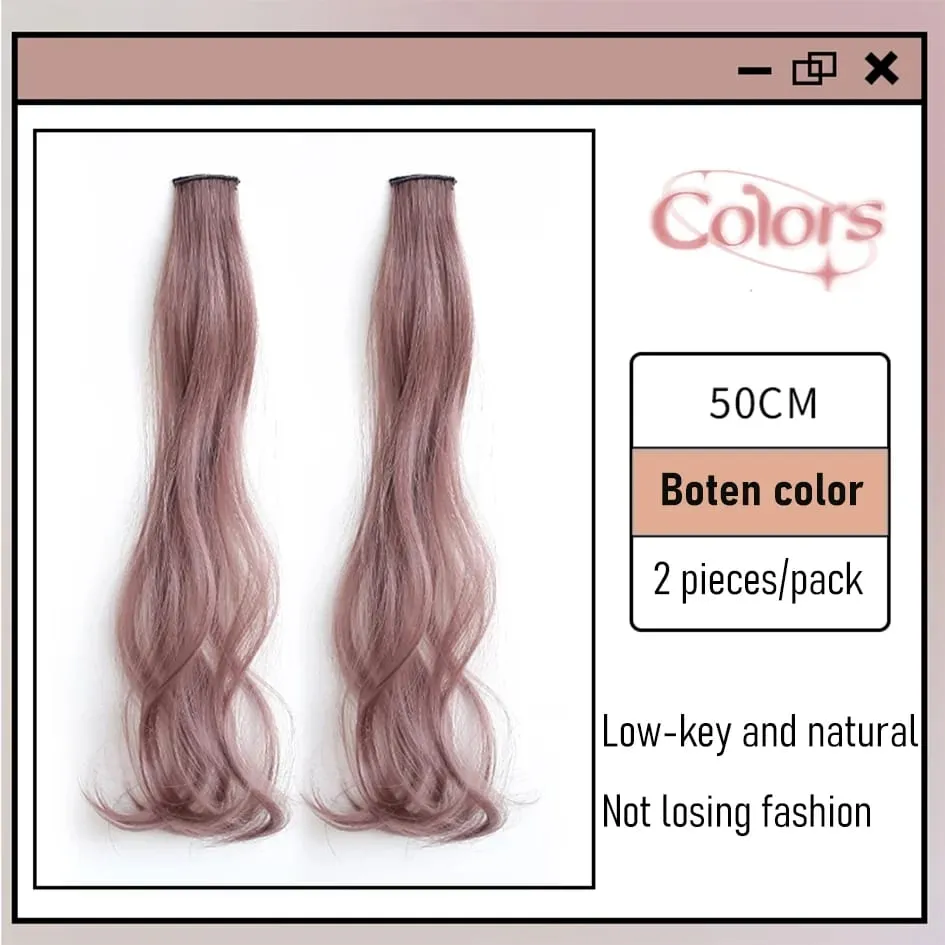 Synthetic 2 Pieces/Set 50cm Colored Curly Hair Extensions Water Wave Pink/Blue/Purple Halloween/Christmas Wig — image 8