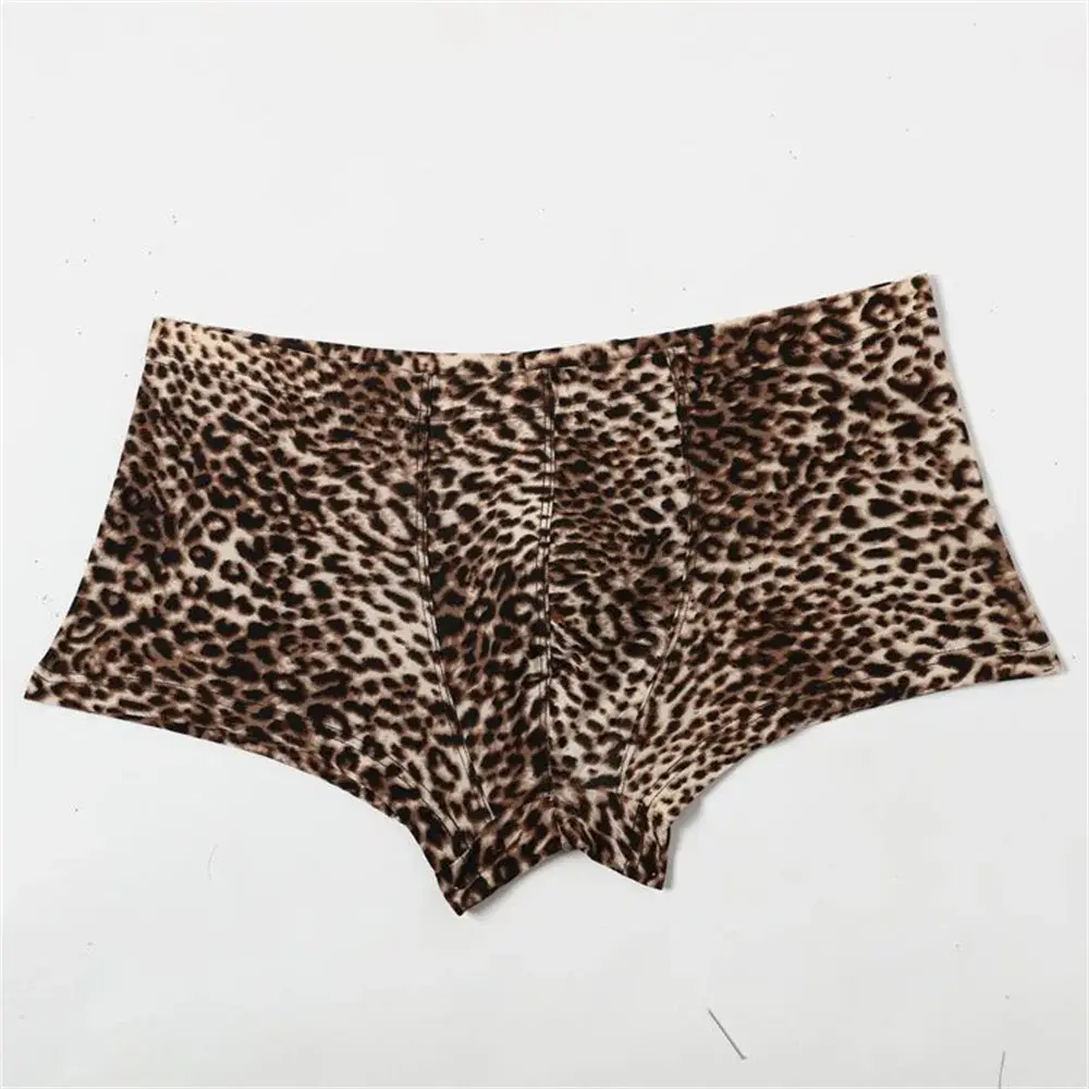 Men's Leopard Print Underwear Sexy Ice Silk Fabric Fashionable Boxers Personalized Male Trunk Shorts Plus Size — image 7