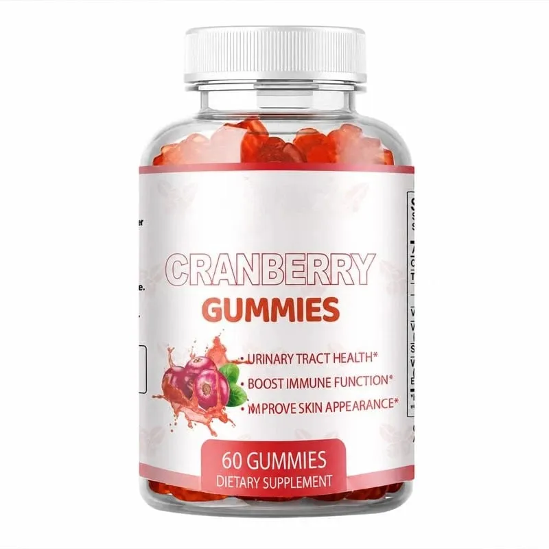 Cranberry Gummies for Urinary Tract Health Support with Vitamin C 40 Mg and Vitamin E 2.7 Mg 60 Gummies