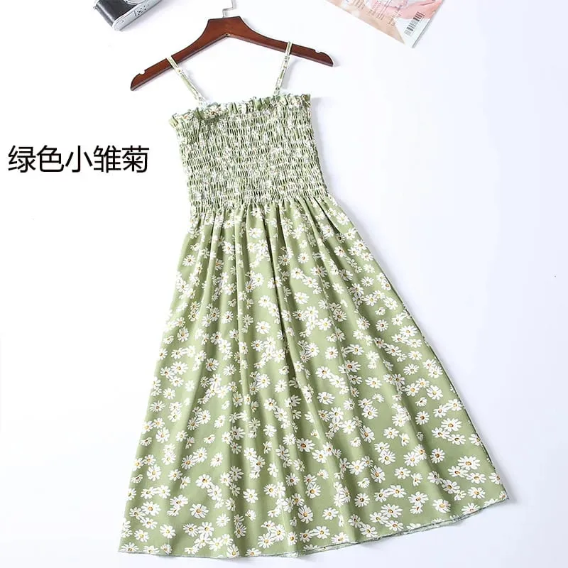 Mga Mini na Dress sa Tag-init Fashion Pambabae Elastic High Waist Casual Spaghetti Strap Sleeveless Dress Women Chiffon Dresses Vestidos — image 26