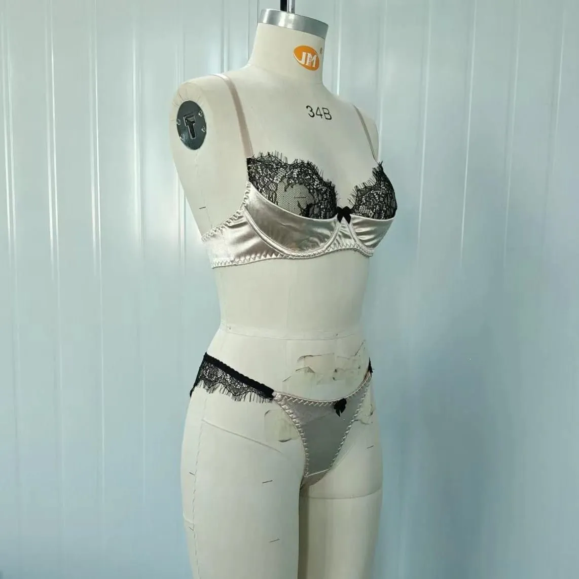 Tecido de cetim cílios rendas retalhos ultra fino sem forro conjuntos de sutiã roupa interior com underwire lingerie sexy sutiã feminino — image 6