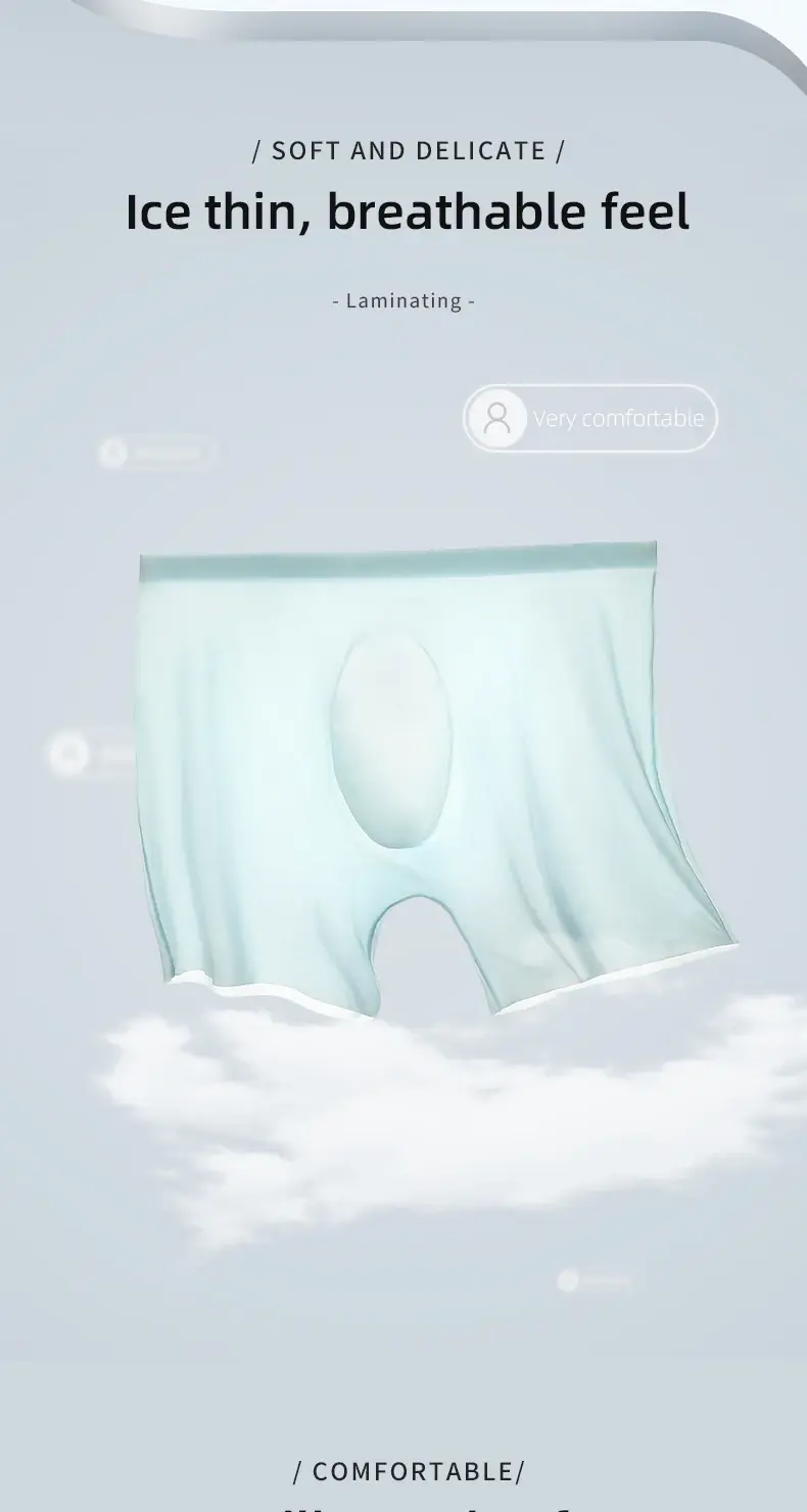 Herrunderkläder Herr 3D Stämpling Ice Silk Boxers Seamless Tunna Boxers Förlängd Sport Sommar Korta Shorts Huvud — image 3
