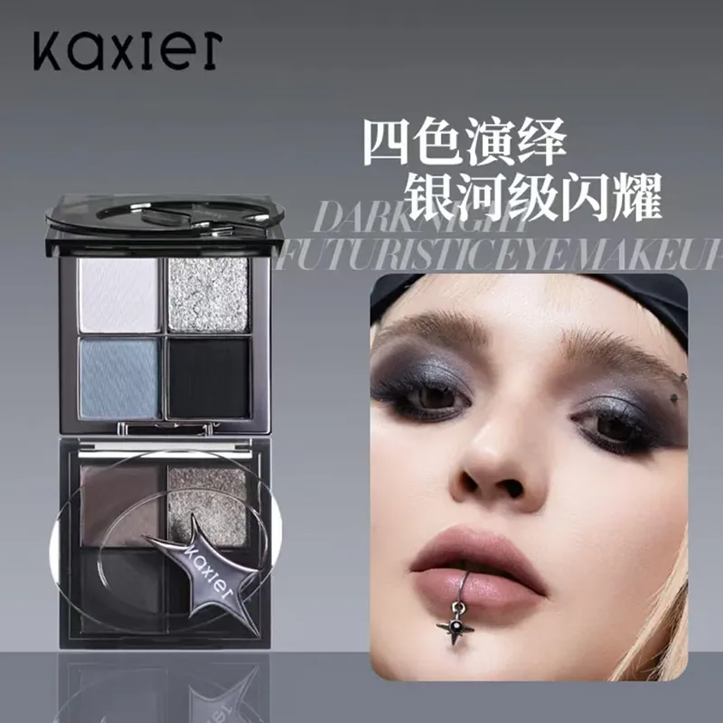 4 Colors Eyeshadow Palette Matte Satin Glitter Goth Punk Gray Purple Blendable Eye Shadow Fine Flash Lasting Eye Makeup — image 2
