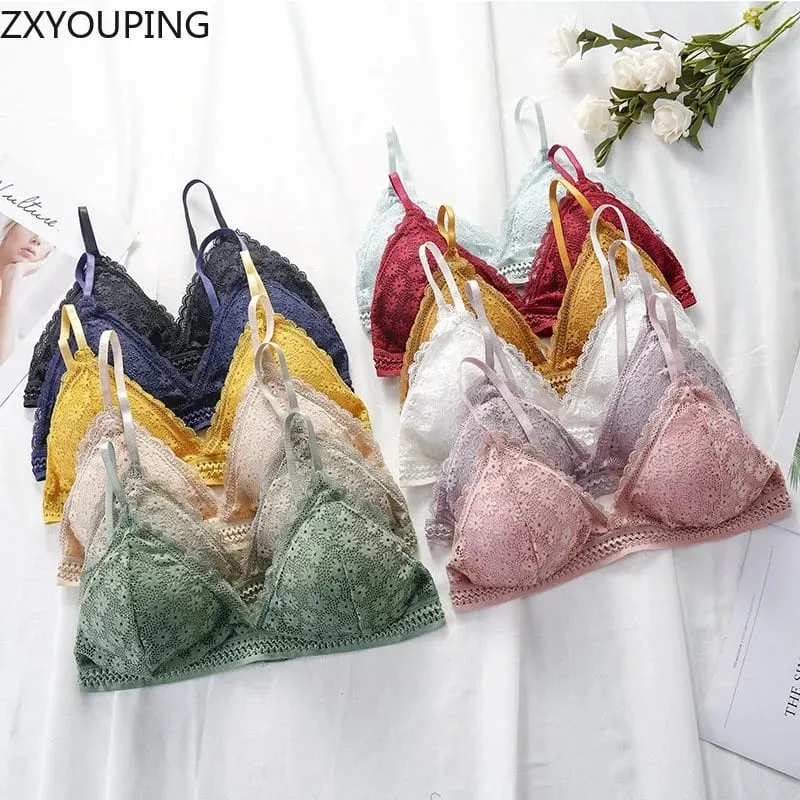 3 Piece Set Bra Sexy Lace Beauty Back Suit Underwear Magtipon ng Seamless Pambabaeng Kasuotang Panty Kumportableng Lingerie — image 3