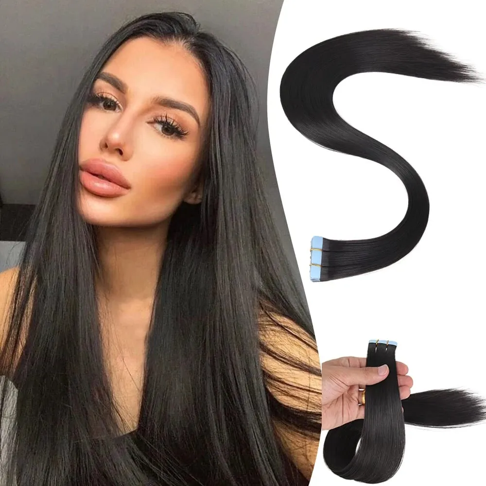 26Inch 10pcs Synthetic Tape In Straight Hair Extensions Seamless Invisible Adhesive Mixed Colord Tape In Hair Extensions For Eve — image 7