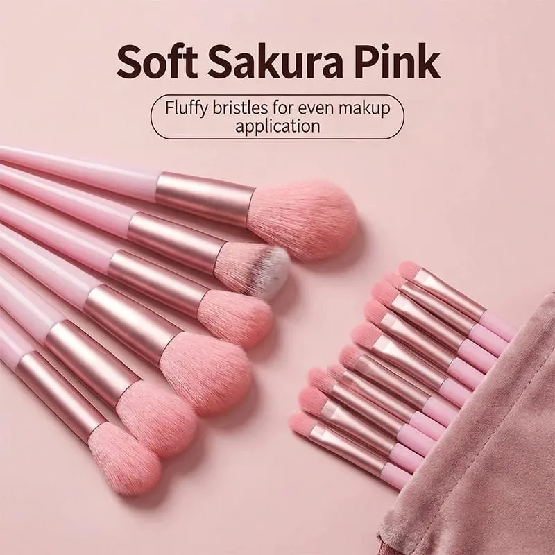 17 Pcs Makeup Brush Set with Sponge - Soft Fluffy Pink Kabuki Brushes for Foundation Powder & Eyeshadow | Beauty Kit — image 5