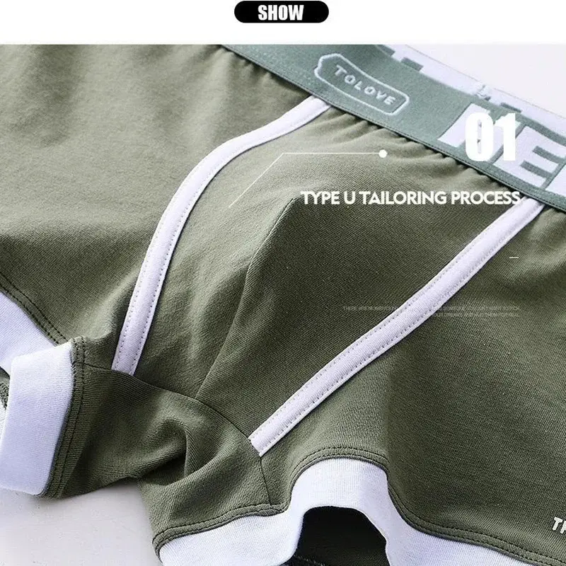 1Pcs Men Cotton Boxer Shorts Panties Underwear3 Kulay L XL 2XL 3XL Soft Letter Belt Breathable Soft Fashion Sports — image 2