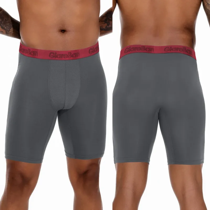 4 Stück gemischte Farben, schnell trocknende Boxershorts mit langem Bein, Unterhose, Unterwäsche für Zuhause und Sport, hochwertige Herrenhöschen — image 2