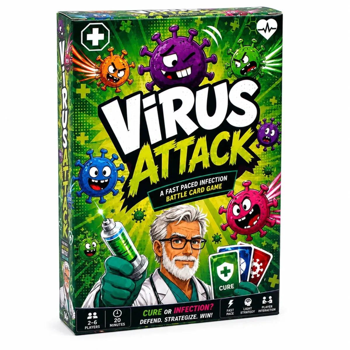 Spanish card game Attack Fast Paced Infection Battle Card Game Collect Healthy Organs Use Medicine Build Immunity — image 4