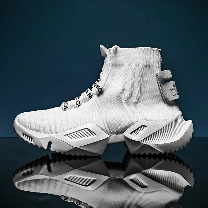 Mode högkvalitativ Mesh Sneakers Herr Fritidssko Lättvikt Bekväm snörning Herr Walking High Top Sneakers — image 2